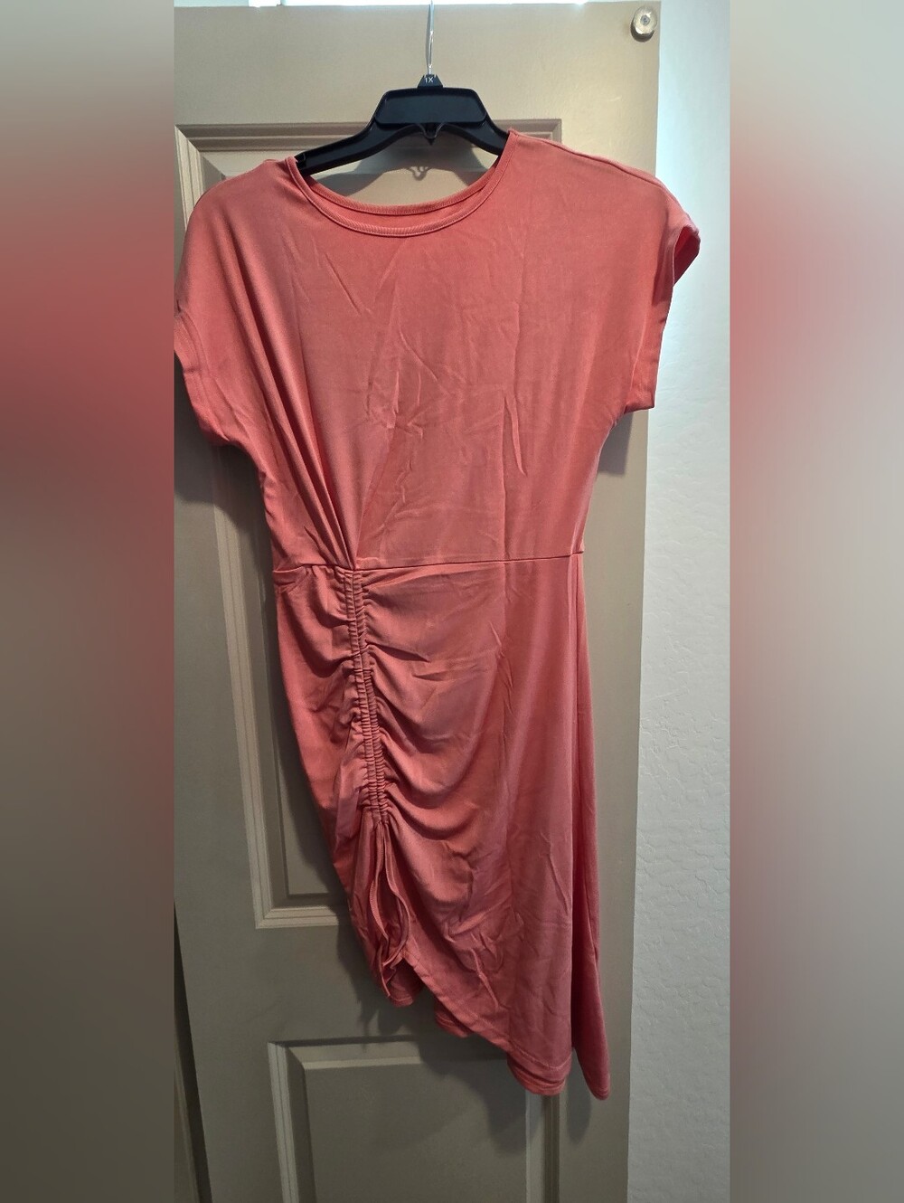 Source Unknown Coral Pink Ruched Side Maxi Dress